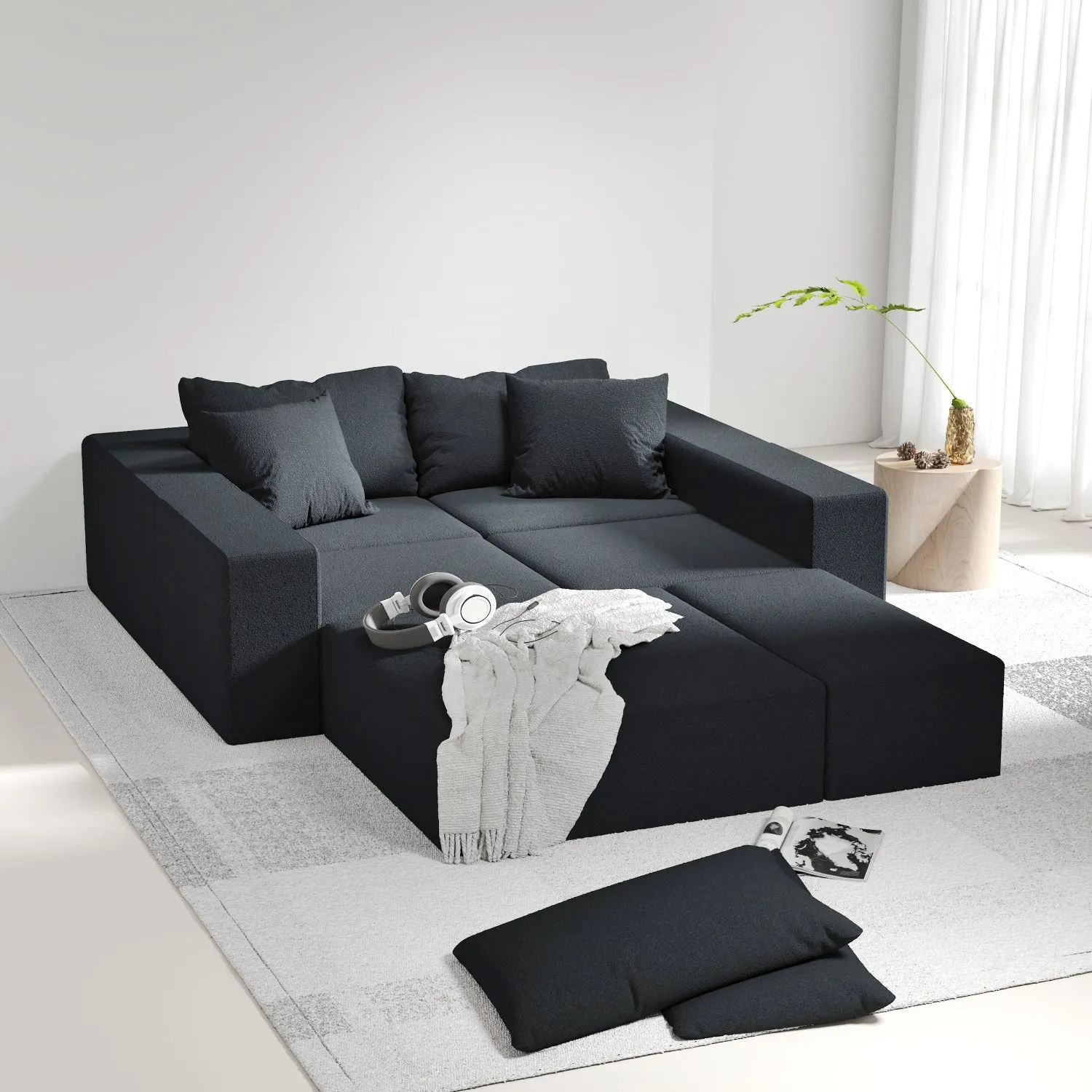 Streamdale Modern Upholstered Sectional Sofa Couch Set, 132" L-Shaped