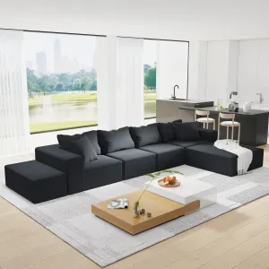 Streamdale Modern Upholstered Sectional Sofa Couch Set, 132" L-Shaped