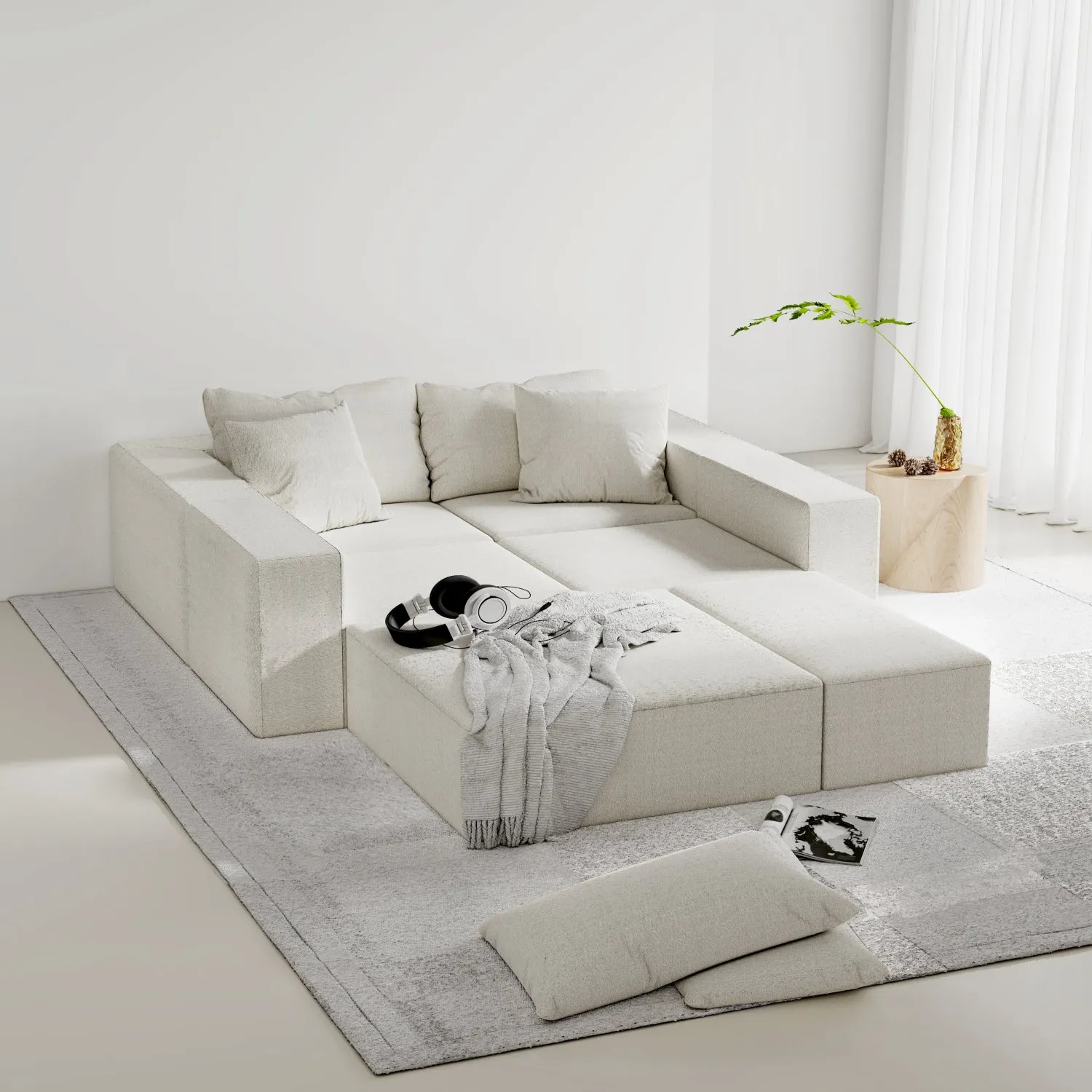 Streamdale Modern Upholstered Sectional Sofa Couch Set, 132" L-Shaped