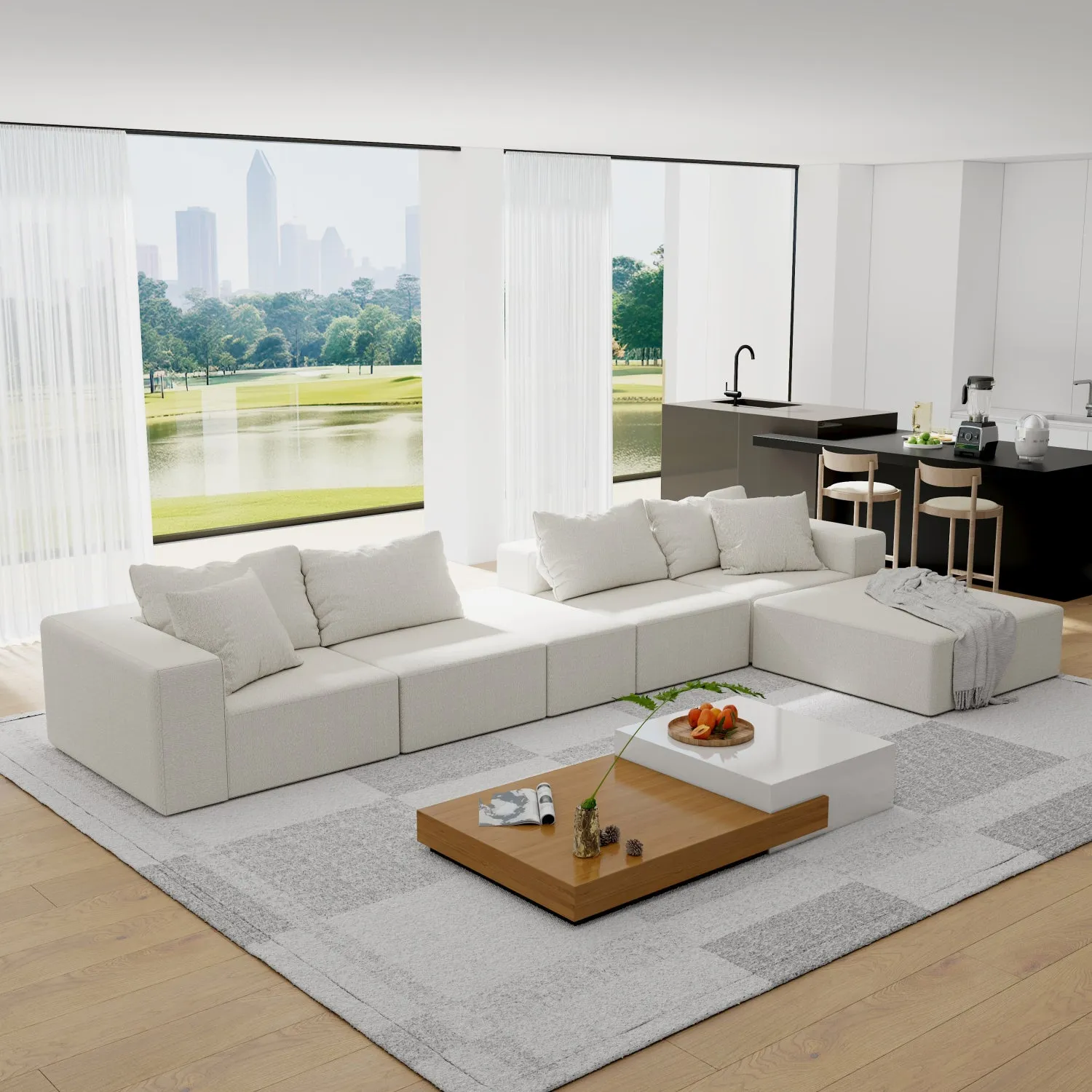 Streamdale Modern Upholstered Sectional Sofa Couch Set, 132" L-Shaped
