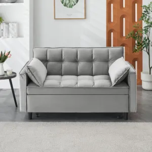 Streamdale Modern Velvet Convertible Sofa Bed (Grey, 55")