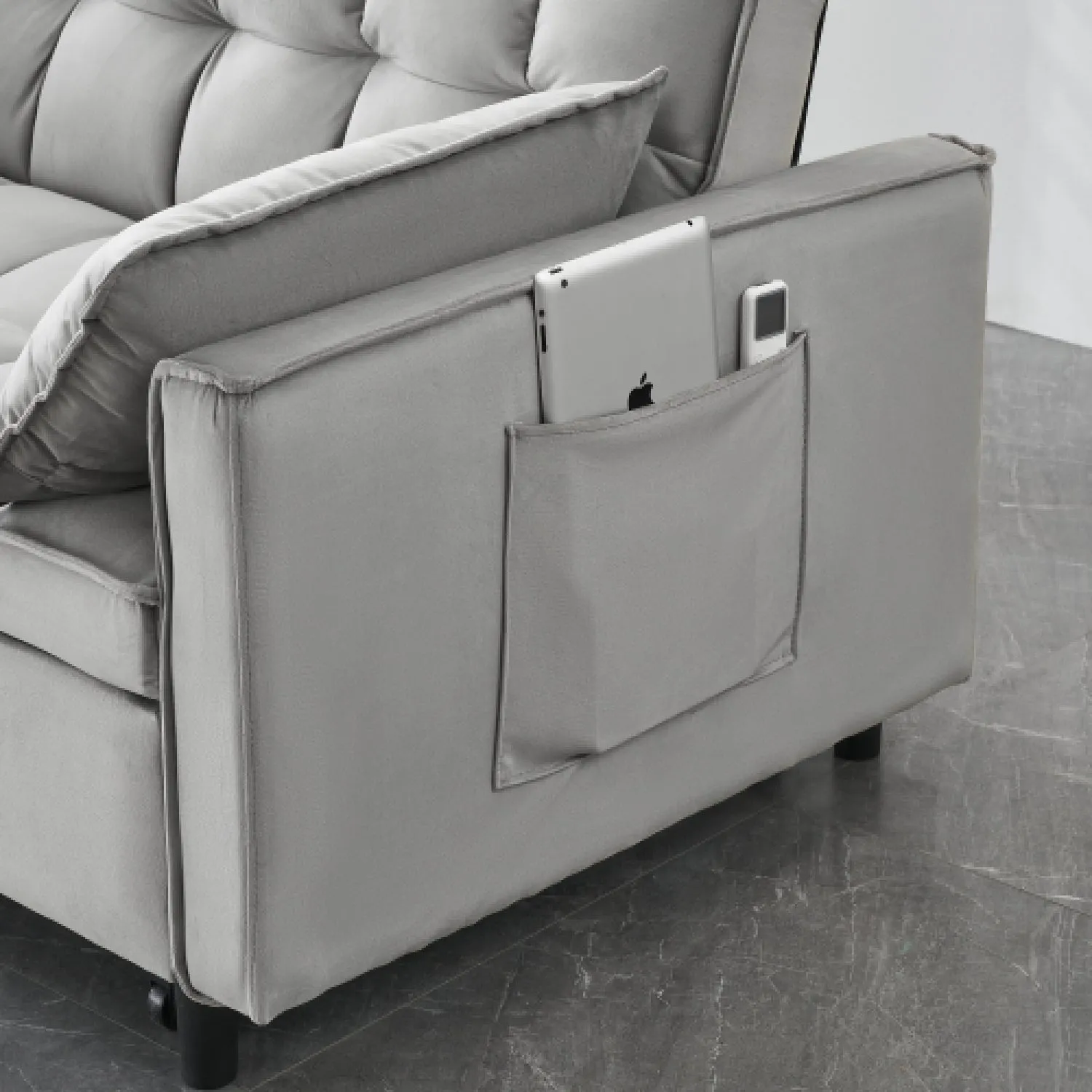Streamdale Modern Velvet Convertible Sofa Bed (Grey, 55")