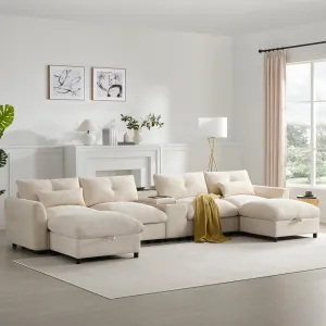Streamdale Modular Sectional Sofa w/ Ottoman, Console, USB Charger