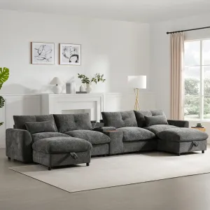 Streamdale Modular Sectional Sofa w/ Ottoman, Console, USB Charger
