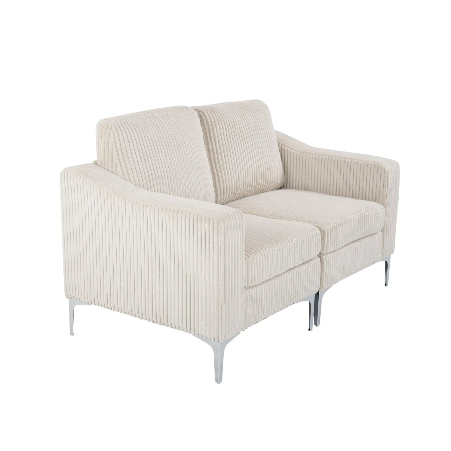 Streamdale Modular Sectional Two-Seater Sofa , Corduroy Sectional Couch,Beige