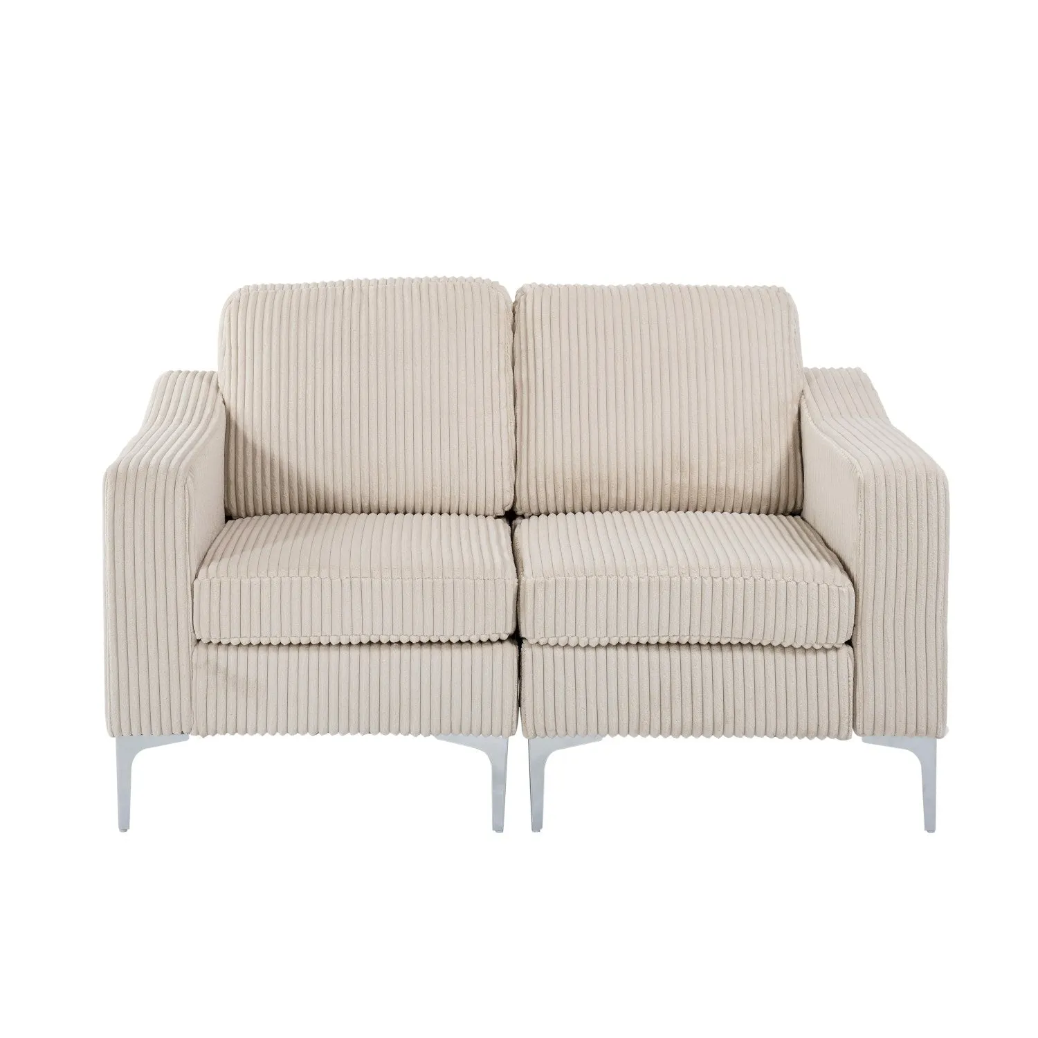 Streamdale Modular Sectional Two-Seater Sofa , Corduroy Sectional Couch,Beige