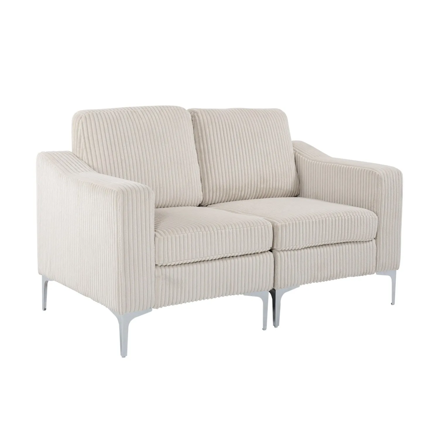 Streamdale Modular Sectional Two-Seater Sofa , Corduroy Sectional Couch,Beige