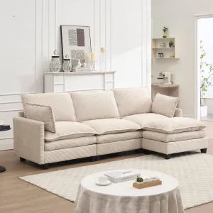 Streamdale Modular Velvet U-Shaped Sofa with Ottoman & Pillows