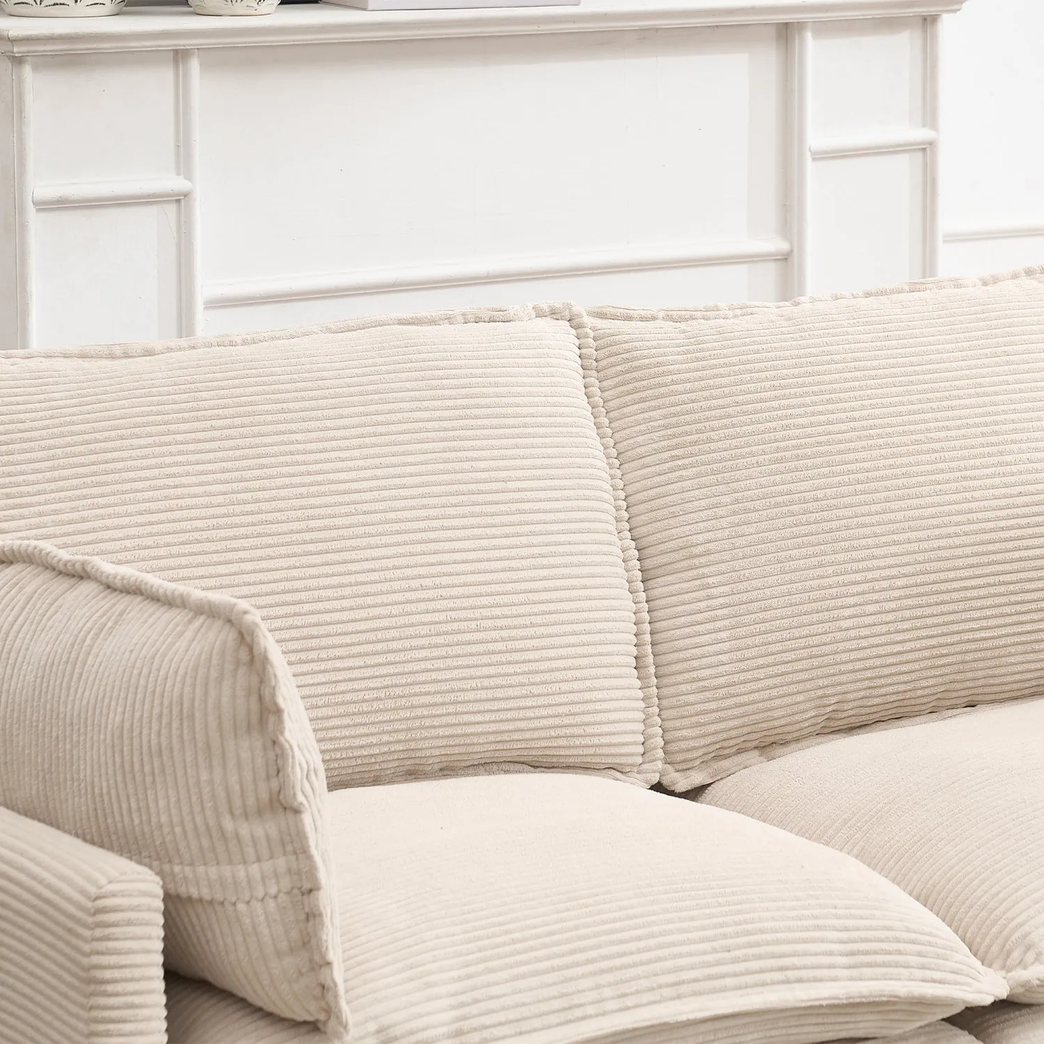 Streamdale Modular Velvet U-Shaped Sofa with Ottoman & Pillows