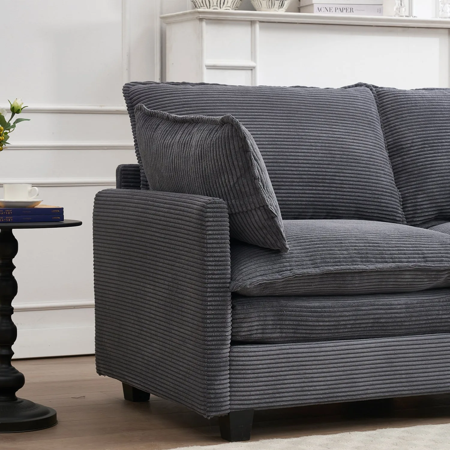 Streamdale Modular Velvet U-Shaped Sofa with Ottoman & Pillows