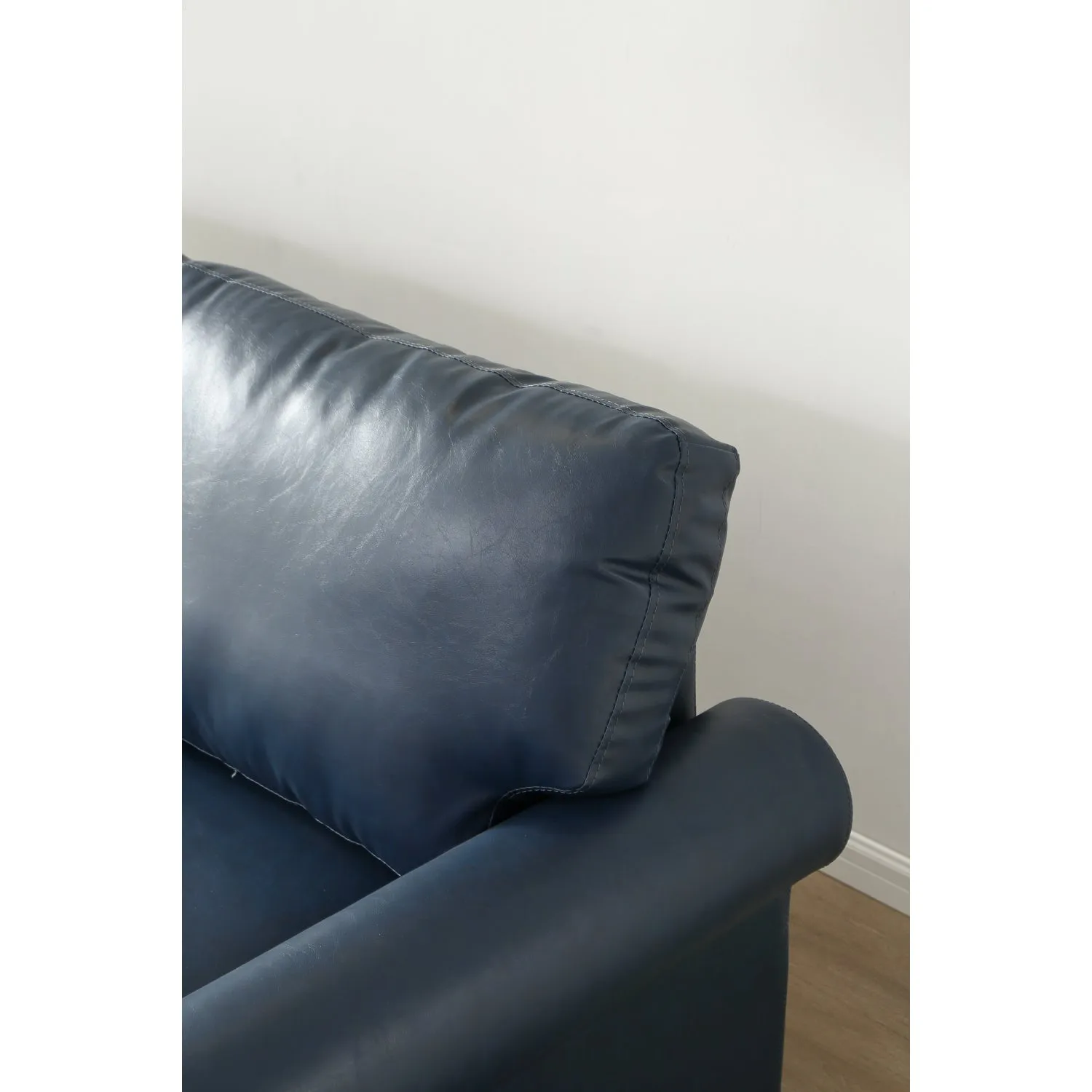 Streamdale Navy Faux Leather Sofa Loveseat Silver Nails