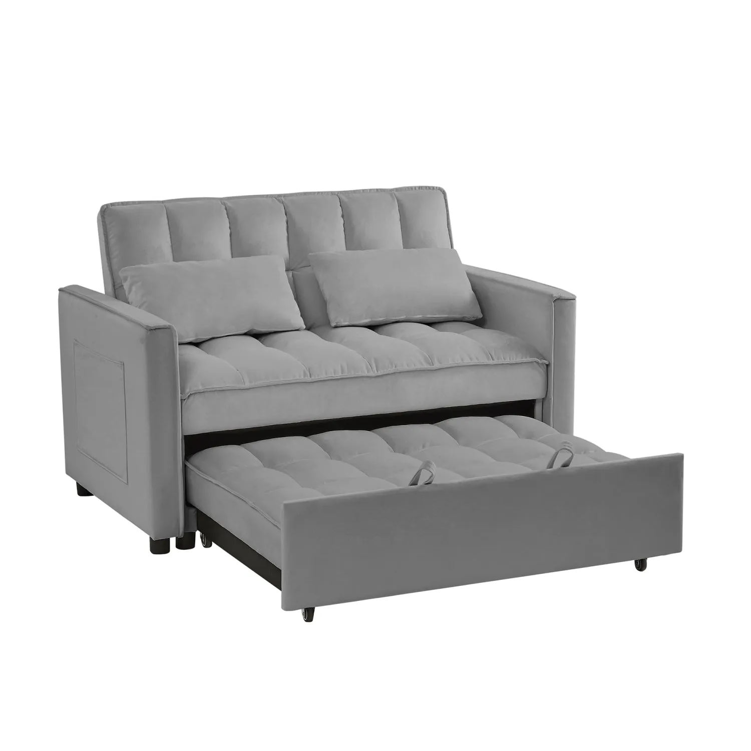Streamdale NEW Grey Velvet Loveseat Sofa Bed (7cm legs)