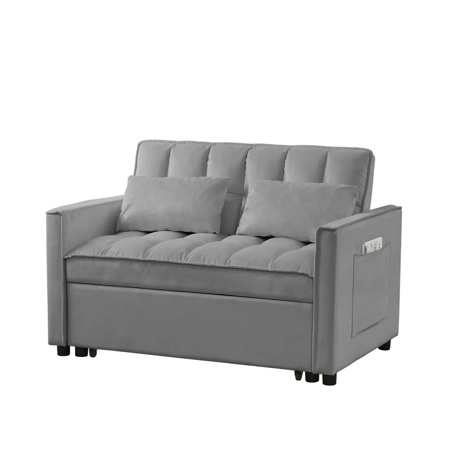 Streamdale NEW Grey Velvet Loveseat Sofa Bed (7cm legs)