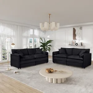 Streamdale Oversized Chenille Sofa Set - Black