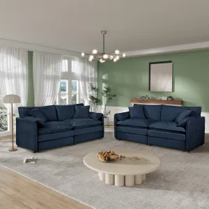 Streamdale Oversized Chenille Sofa Set: Deep Seat, Comfy Cloud Style, Blue