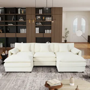 Streamdale Oversized U-Shaped Sectional Sofa with Ottomans - Beige