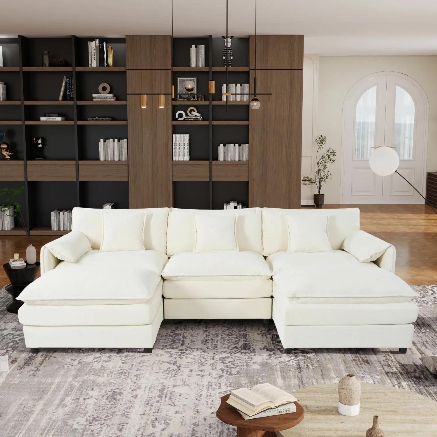 Streamdale Oversized U-Shaped Sectional Sofa with Ottomans - Beige