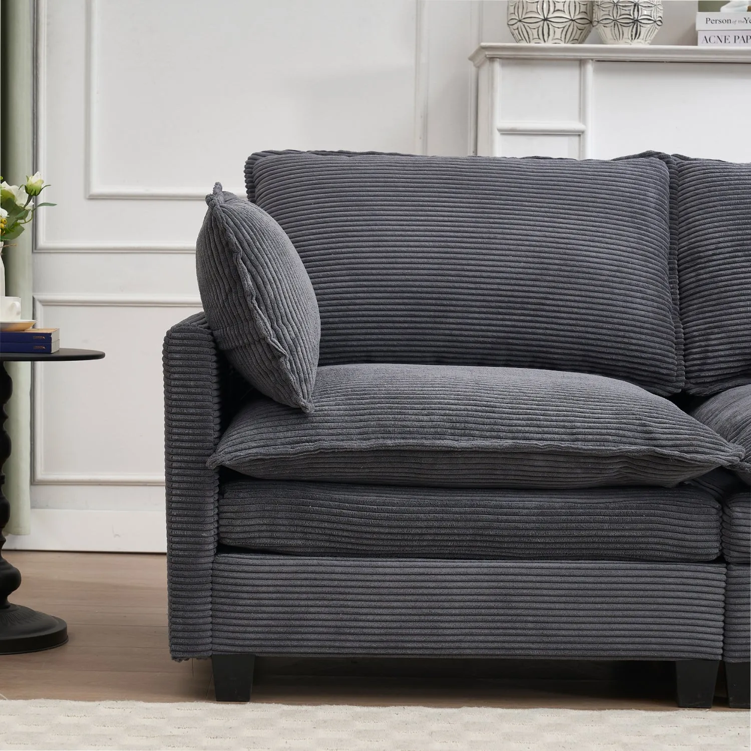 Streamdale Oversized Velvet Modular Sofa U-Shape Couch with Ottomans & Pillows