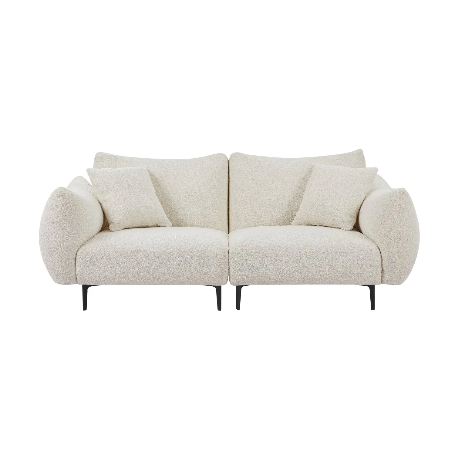 Streamdale Oversized White Sherpa Loveseat Sofa with Metal Legs & Pillows