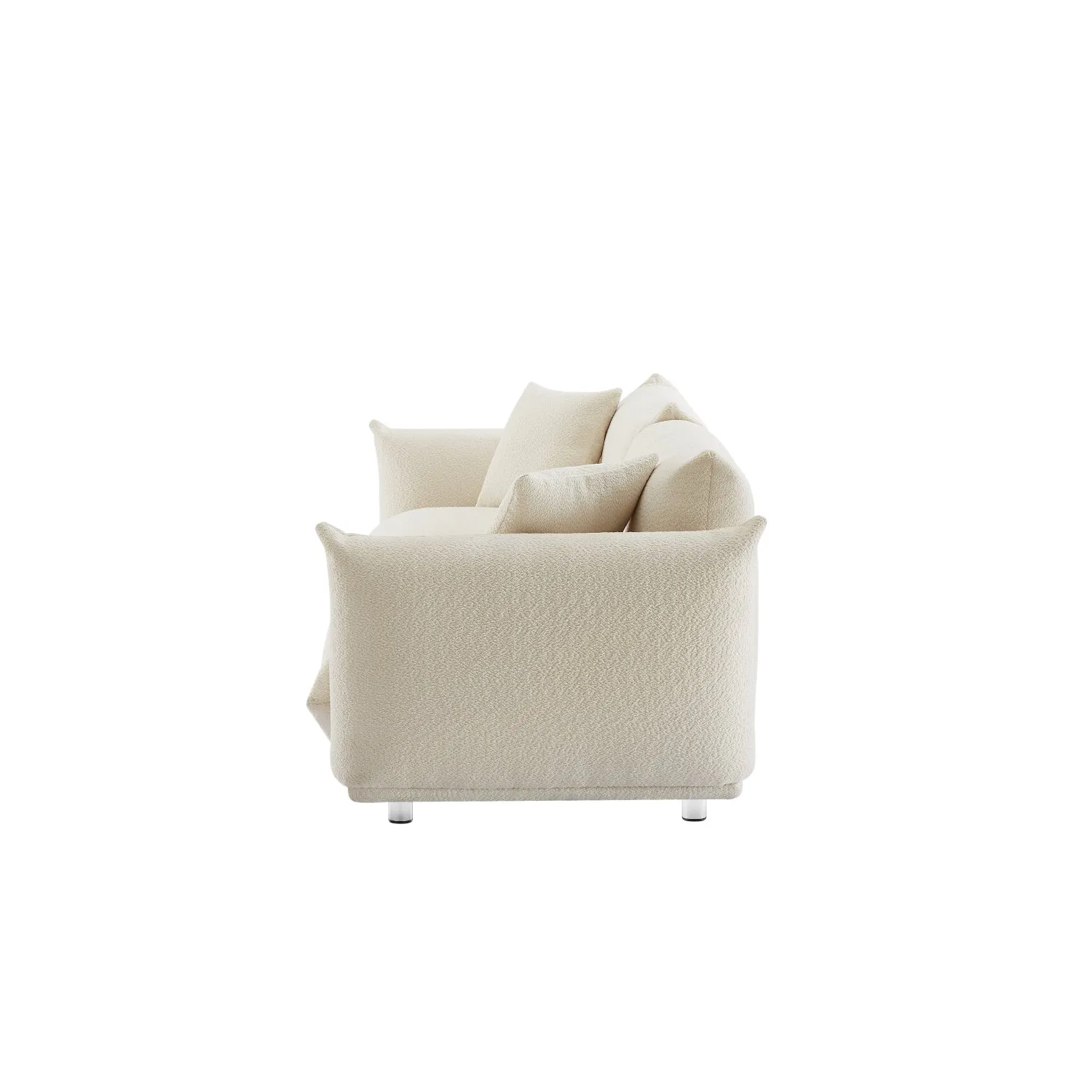 Streamdale Oversized White Sherpa Loveseat Sofa with Metal Legs