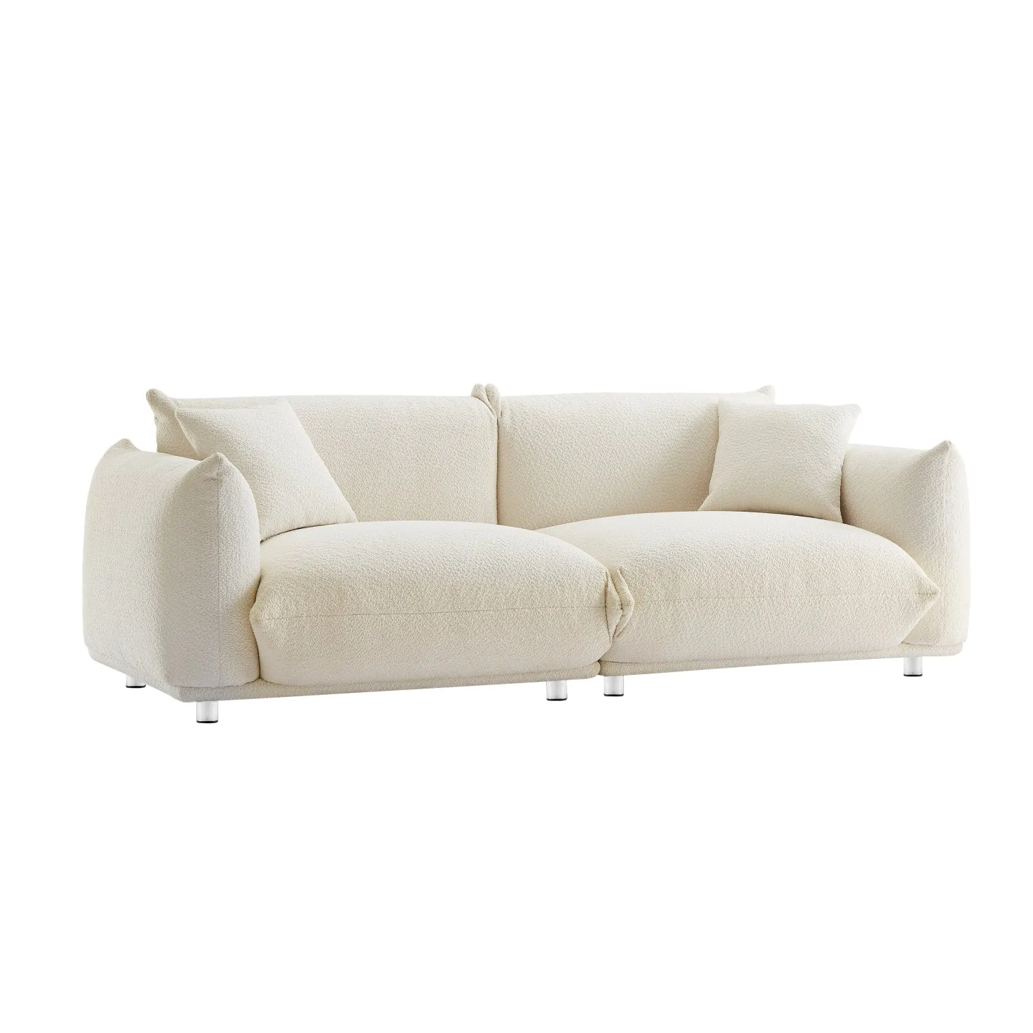 Streamdale Oversized White Sherpa Loveseat Sofa with Metal Legs