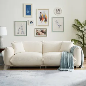Streamdale Oversized White Sherpa Loveseat Sofa with Metal Legs