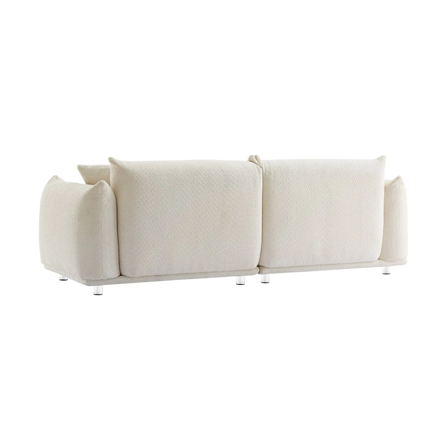 Streamdale Oversized White Sherpa Loveseat Sofa with Metal Legs