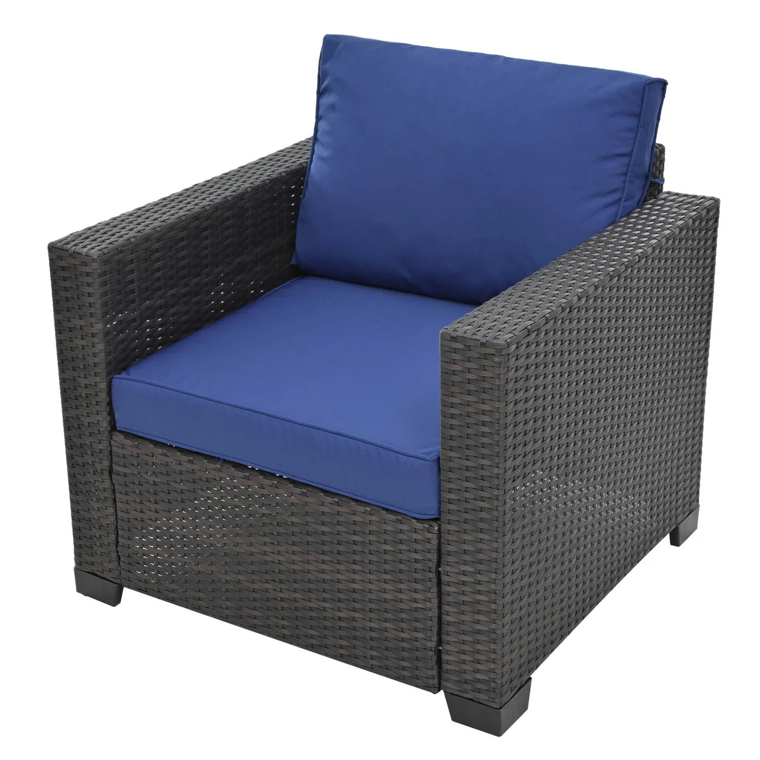 Streamdale PE Rattan Patio Furniture Set, Sectional Sofa, Cushions & Glass Table