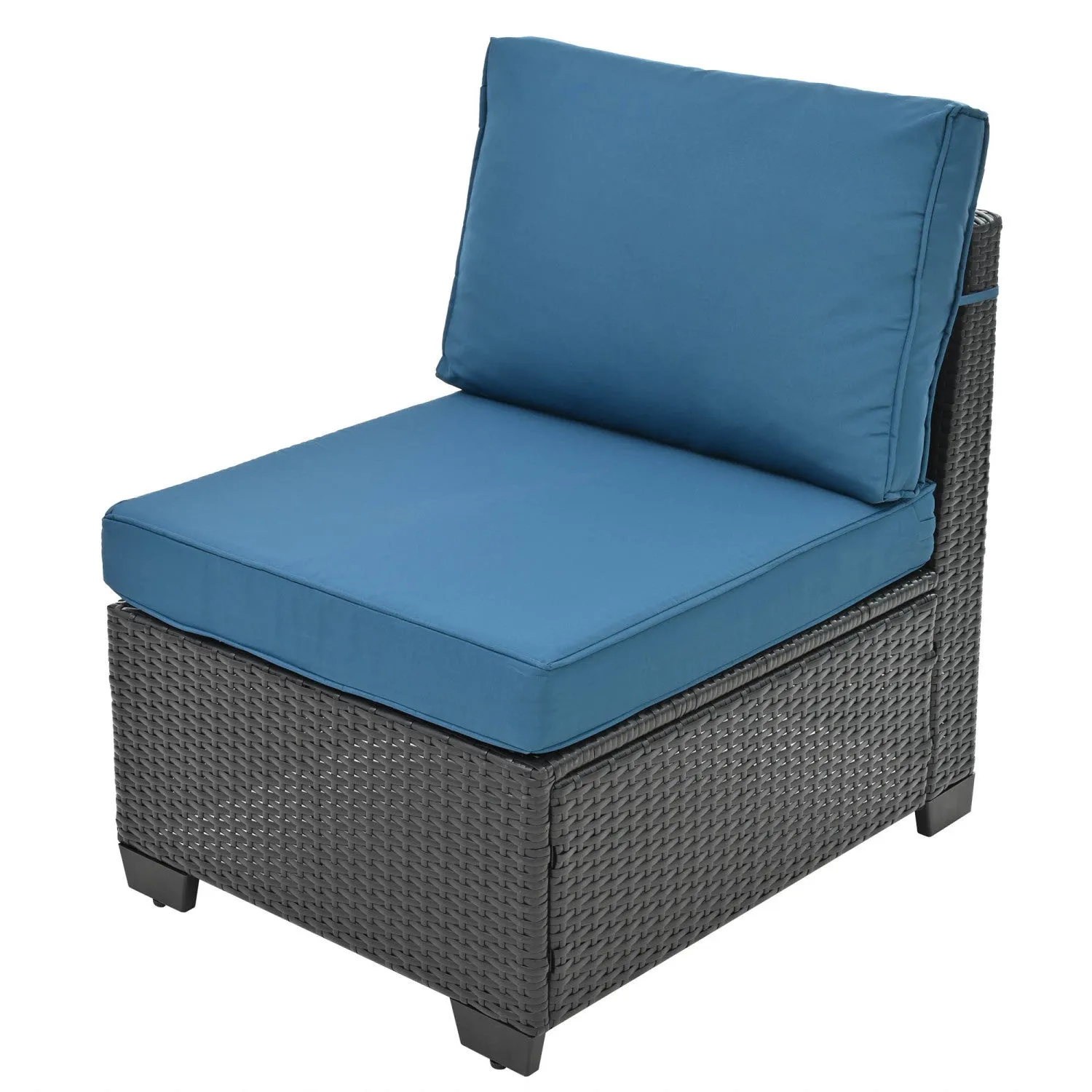Streamdale PE Rattan Patio Furniture Set, Sectional Sofa, Cushions & Glass Table