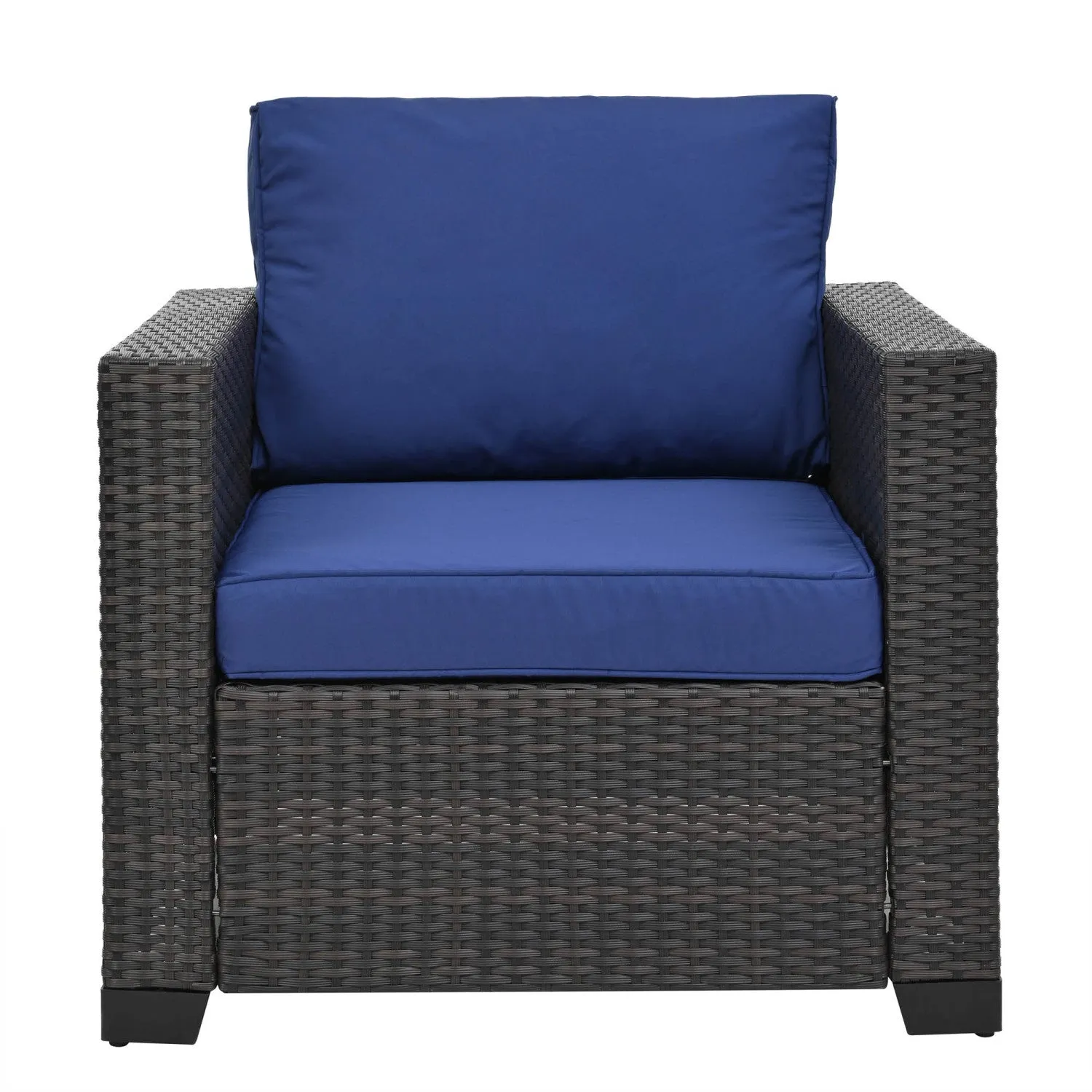 Streamdale PE Rattan Patio Furniture Set, Sectional Sofa, Cushions & Glass Table