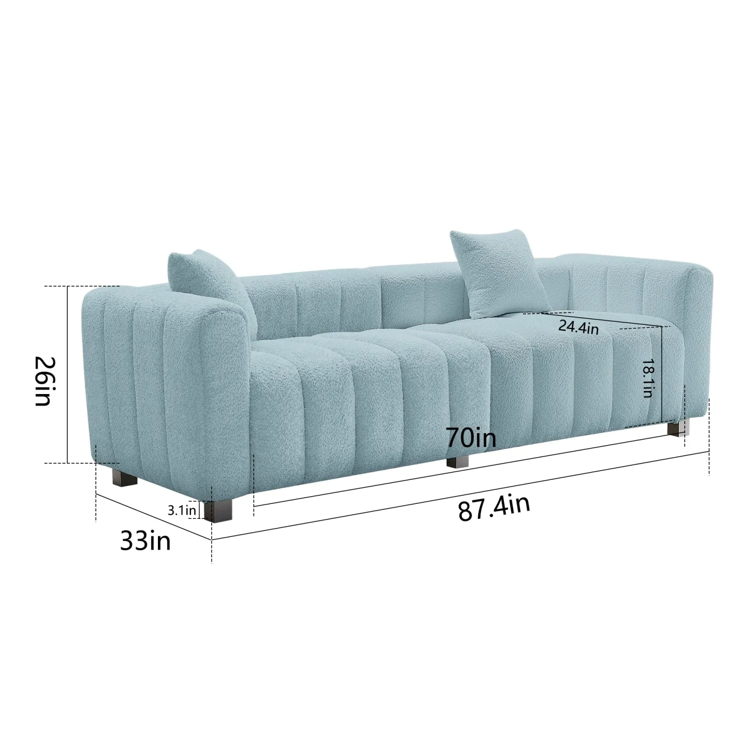 Streamdale Premium Velvet Sofa 3-Seater Loveseat with Metal Legs