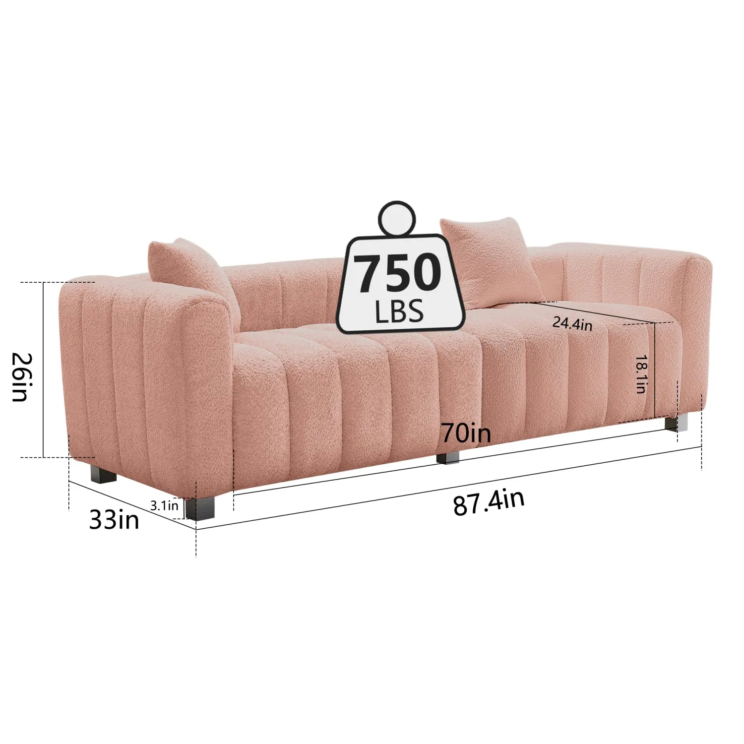 Streamdale Premium Velvet Sofa 3-Seater Loveseat with Metal Legs