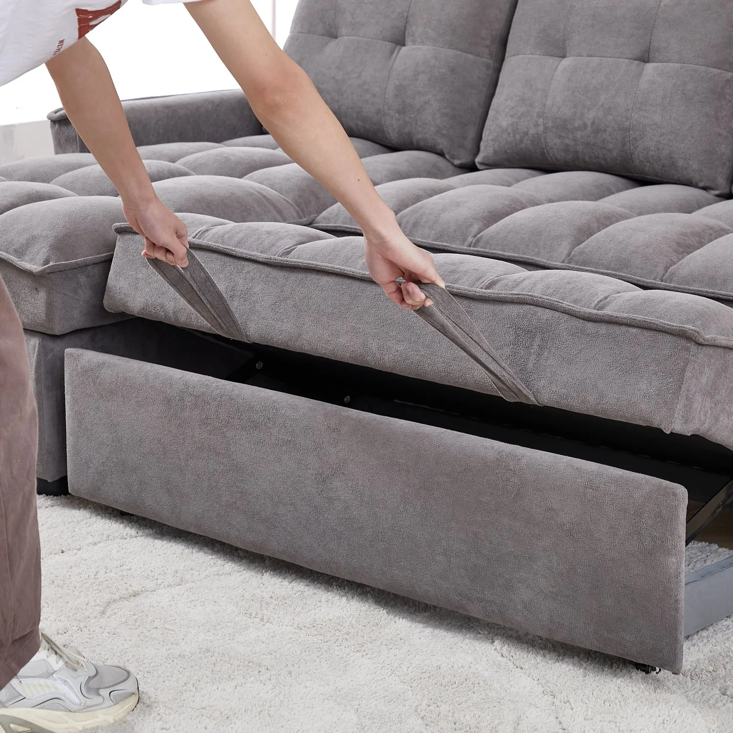 Streamdale Reclining Pull-Out Sofa Bed w/ USB & Storage