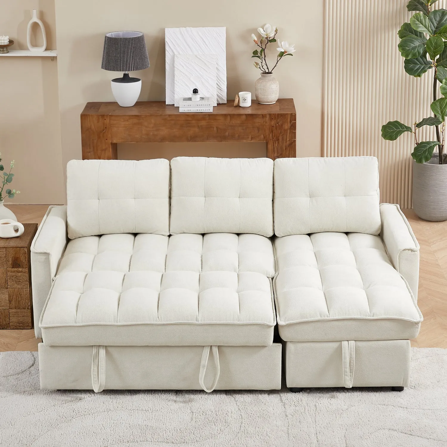 Streamdale Reclining Pull-Out Sofa Bed w/ USB & Storage