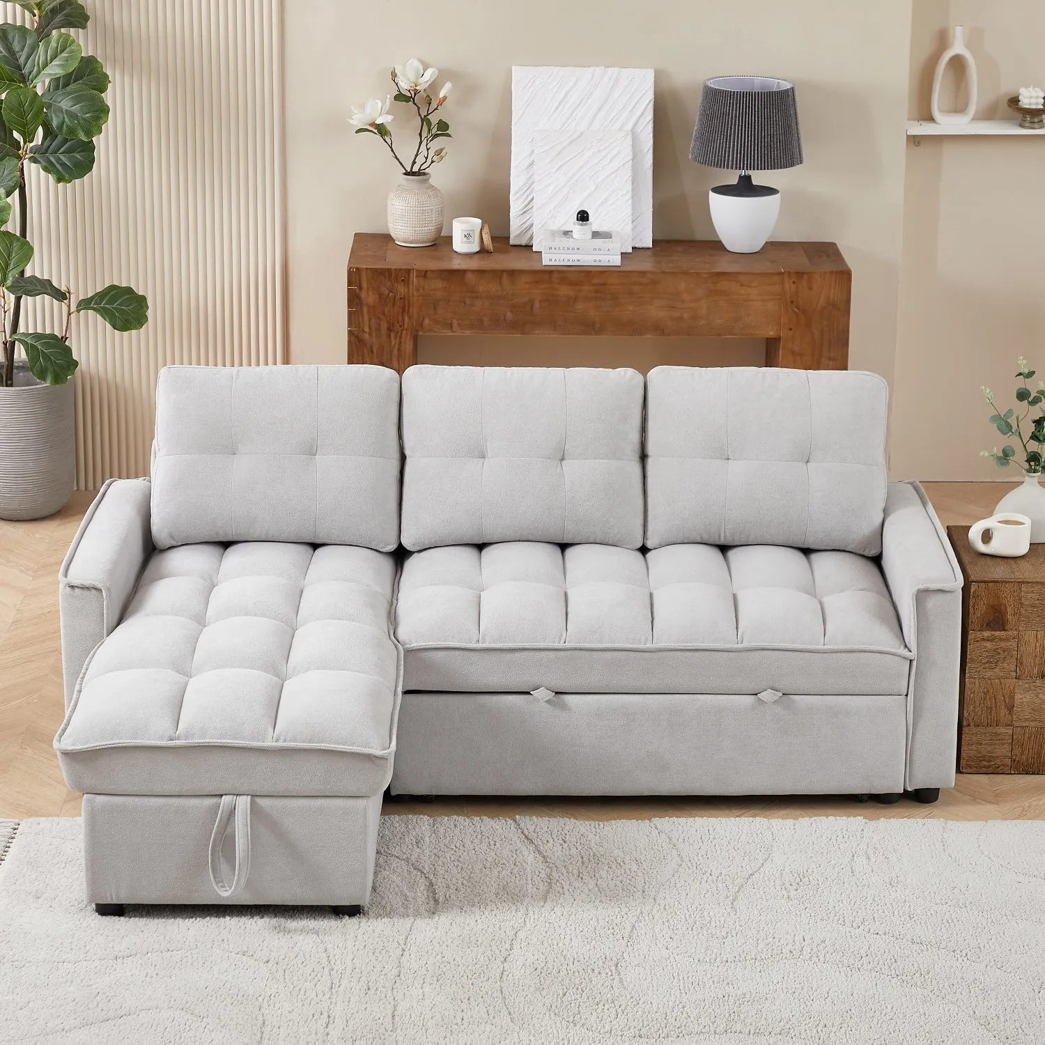 Streamdale Reclining Pull-Out Sofa Bed w/ USB & Storage