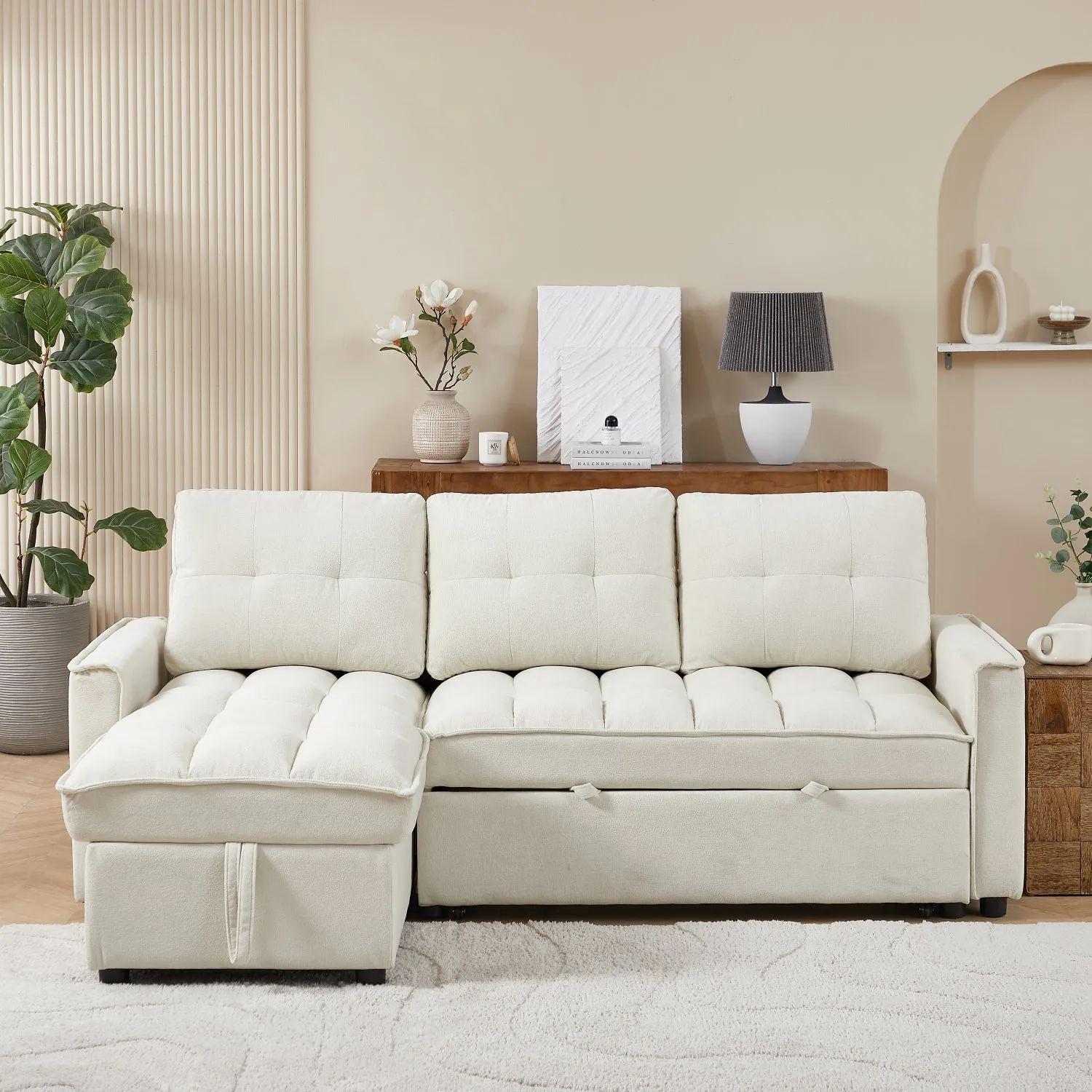 Streamdale Reclining Pull-Out Sofa Bed w/ USB & Storage