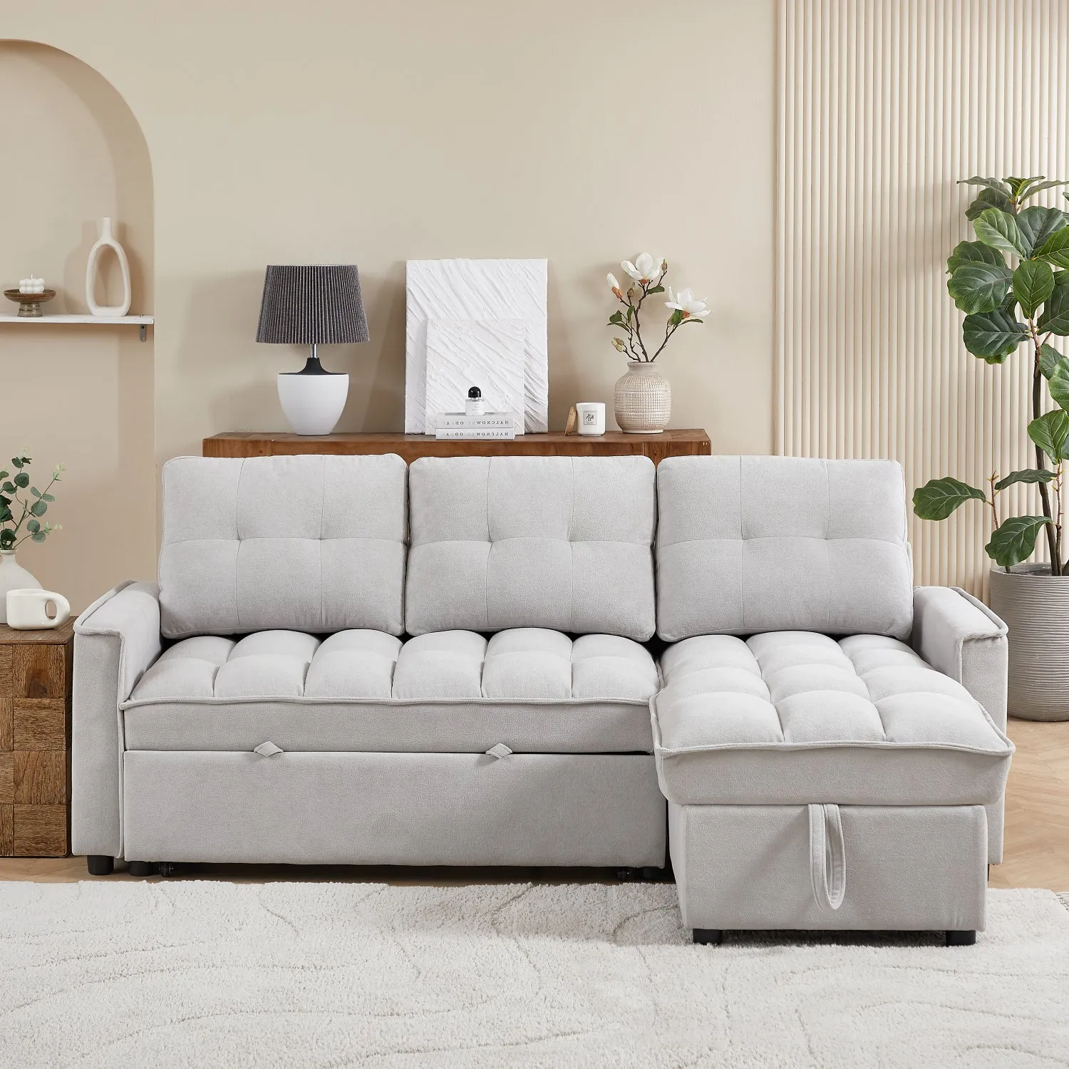 Streamdale Reclining Pull-Out Sofa Bed w/ USB & Storage