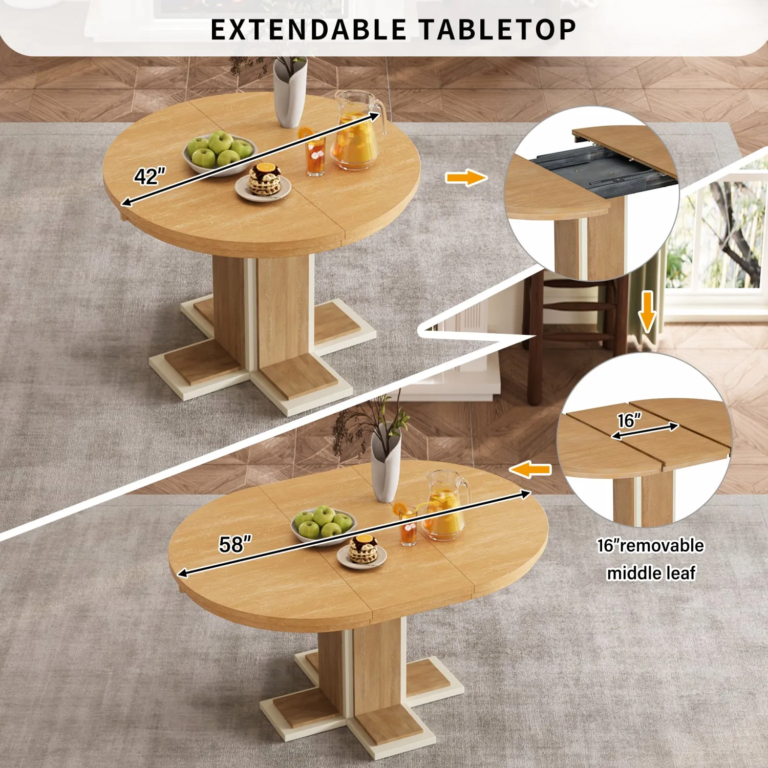 Streamdale Retro Extendable Dining Set - Wood Wash