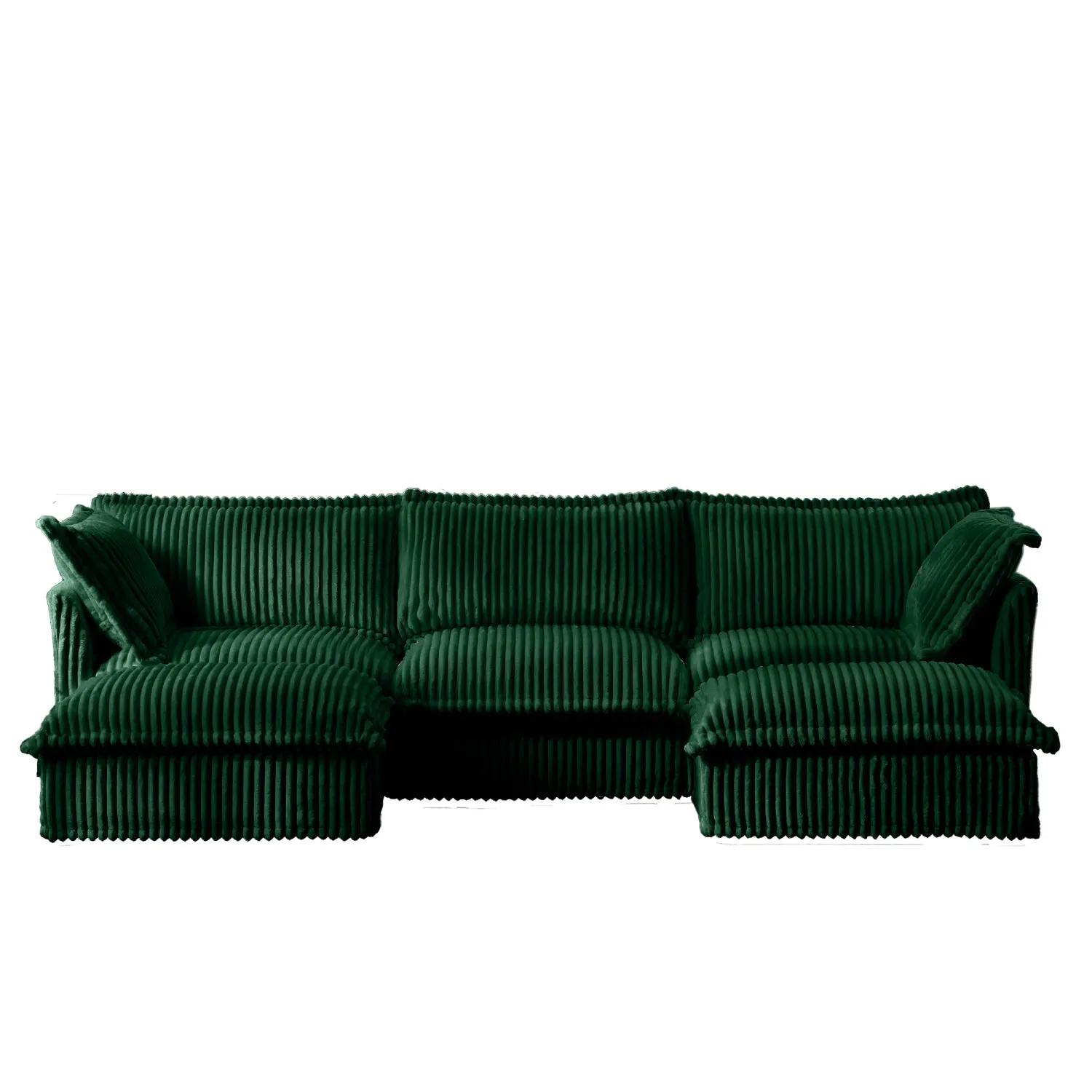 Streamdale Slipcovered U Shape Sectional Sofa, Deep Seat, Green