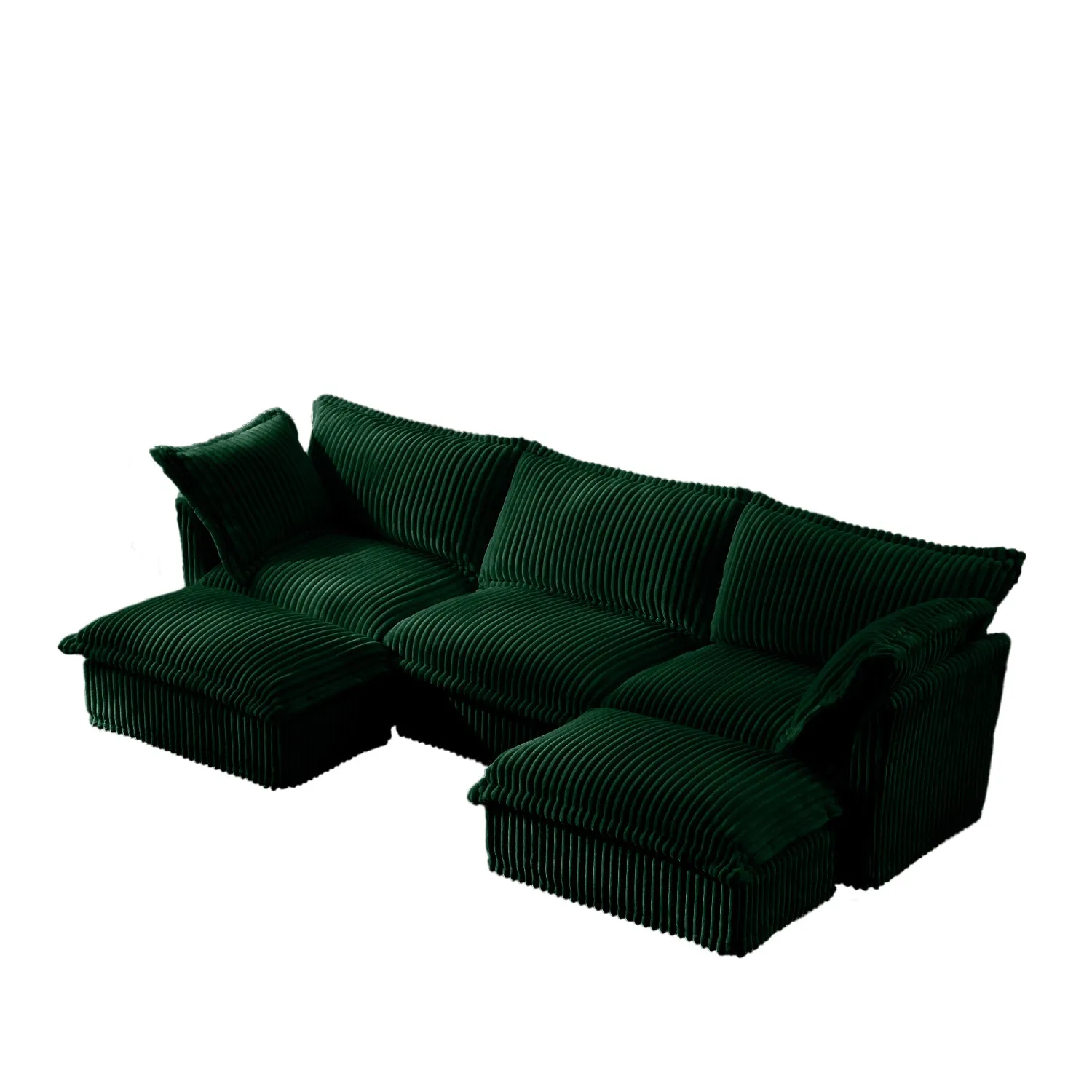 Streamdale Slipcovered U Shape Sectional Sofa, Deep Seat, Green