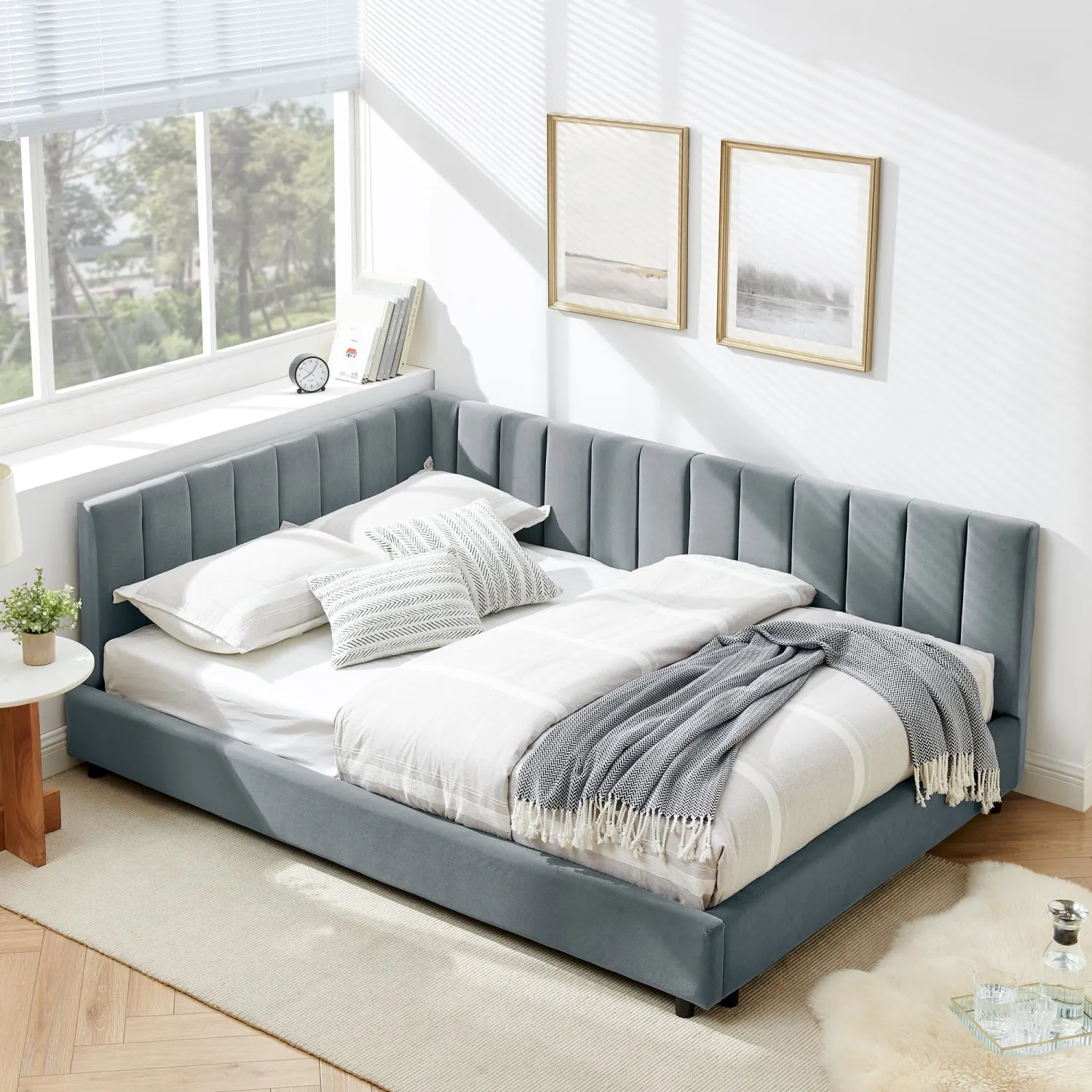 Streamdale Tufted Upholstered Full Bed Frame - Velvet Gray