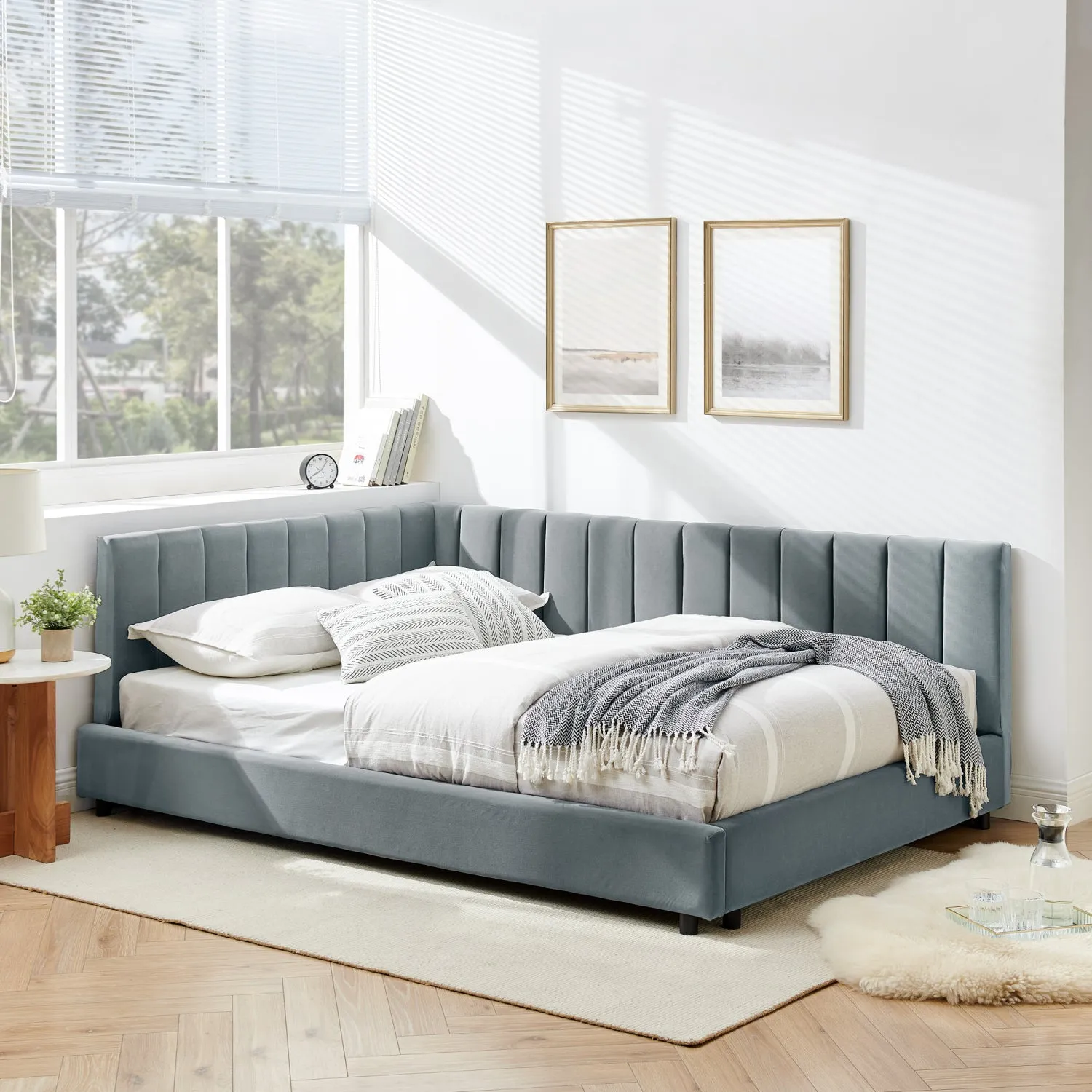Streamdale Tufted Upholstered Full Bed Frame - Velvet Gray