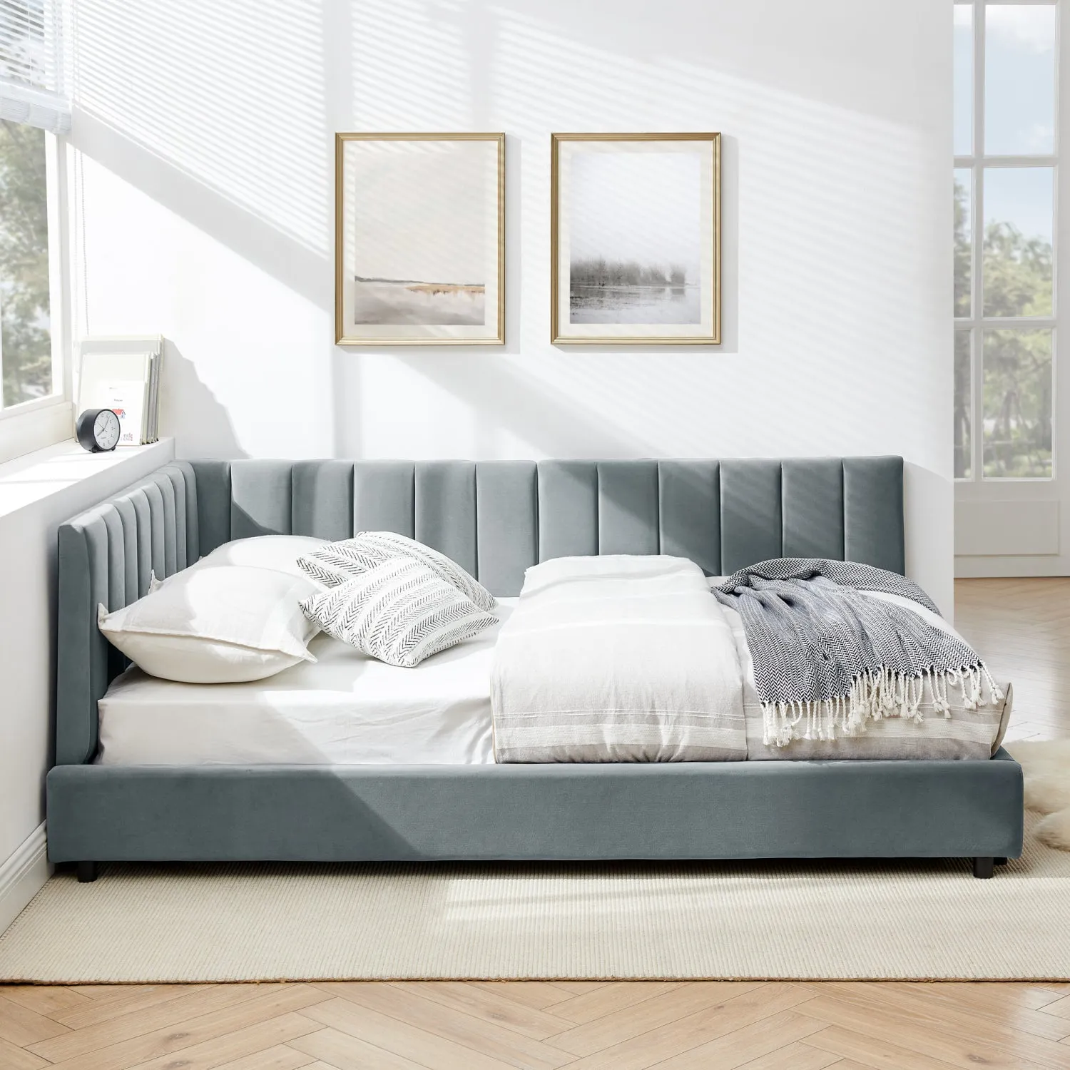 Streamdale Tufted Upholstered Full Bed Frame - Velvet Gray