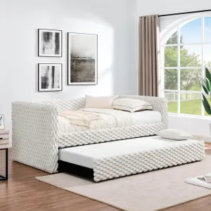 Streamdale Twin Daybed Sofa Bed Pull-Out, Plaid Corduroy Beige
