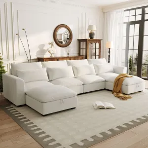 Streamdale U-Shaped Modular Corner Sofa with Ottomans