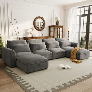 Streamdale U-Shaped Modular Corner Sofa with Ottomans