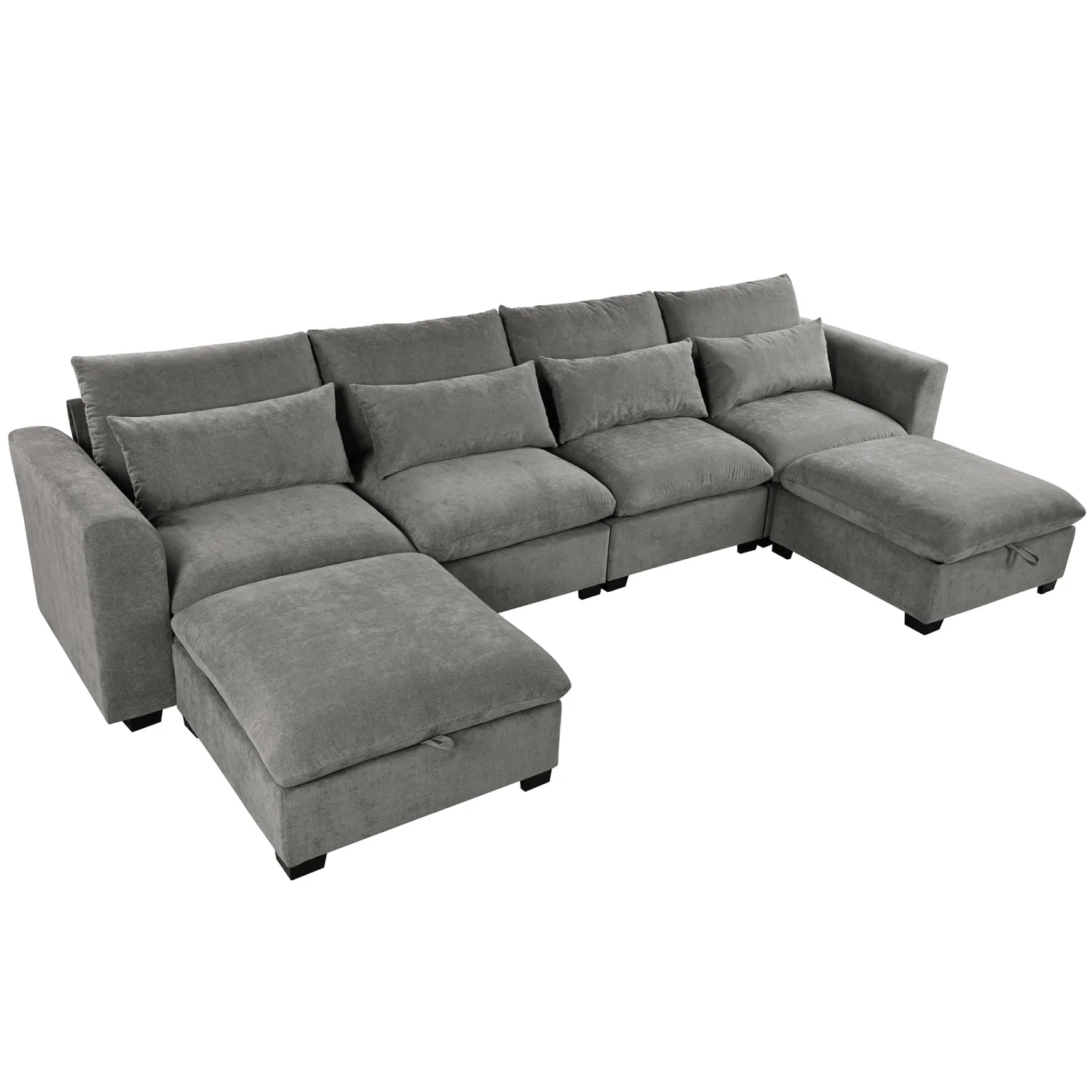 Streamdale U-Shaped Modular Corner Sofa with Ottomans