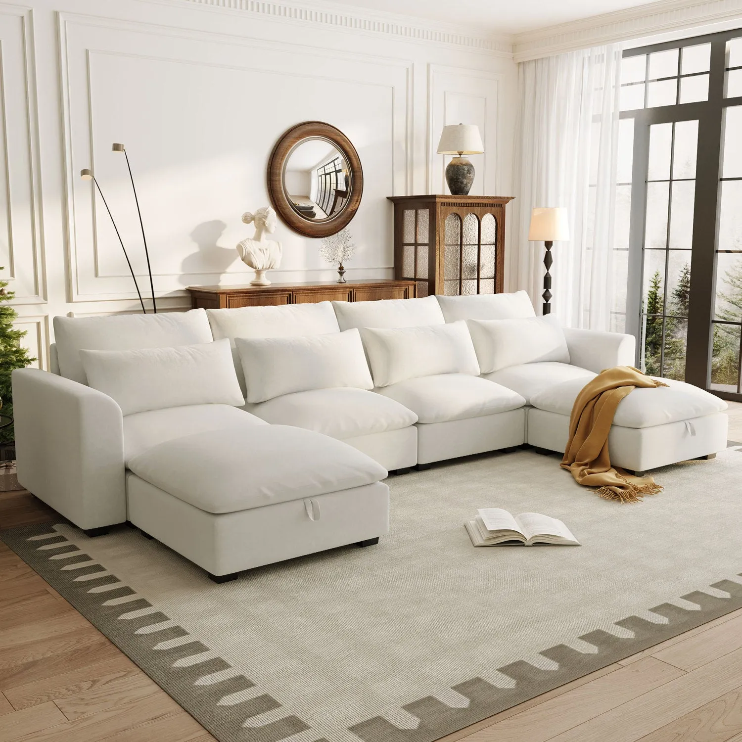 Streamdale U-Shaped Modular Corner Sofa with Ottomans