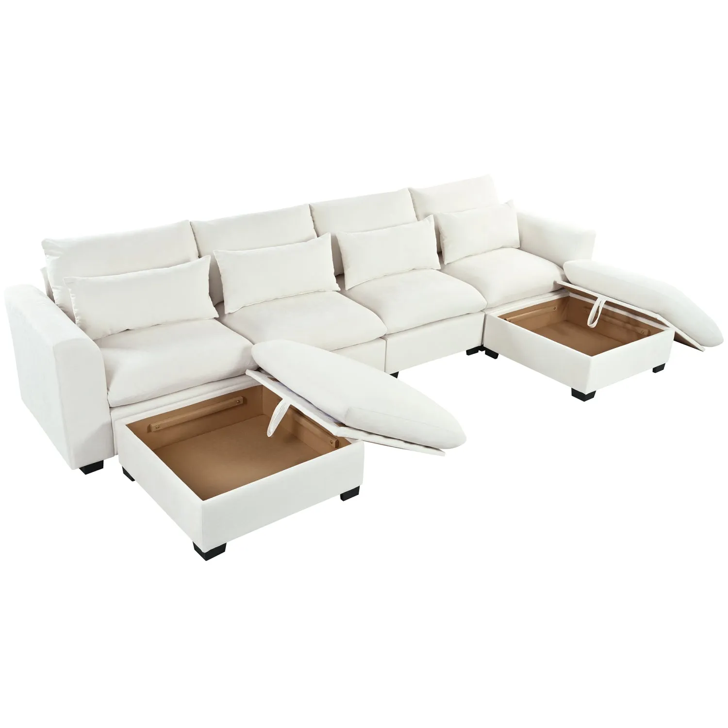 Streamdale U-Shaped Modular Corner Sofa with Ottomans