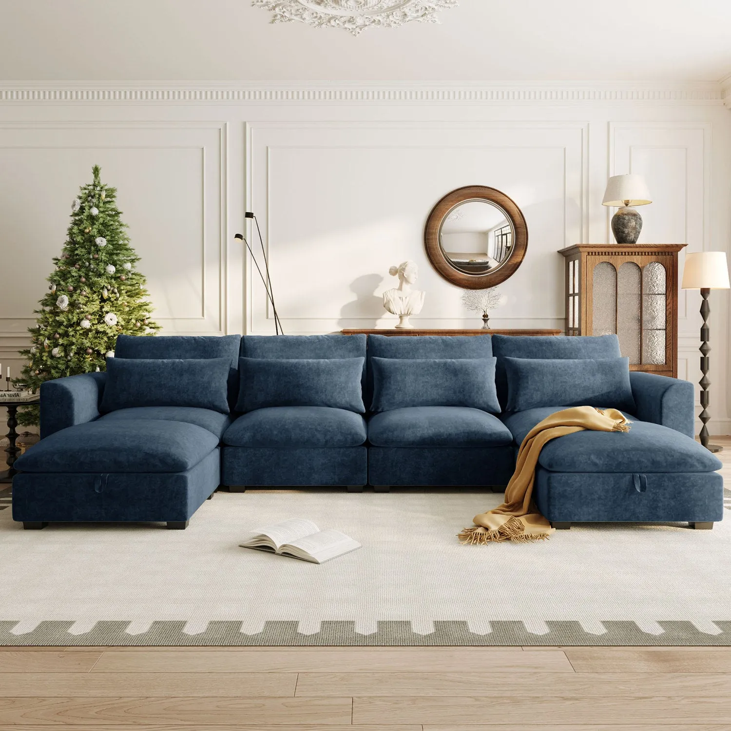 Streamdale U-Shaped Modular Corner Sofa with Ottomans